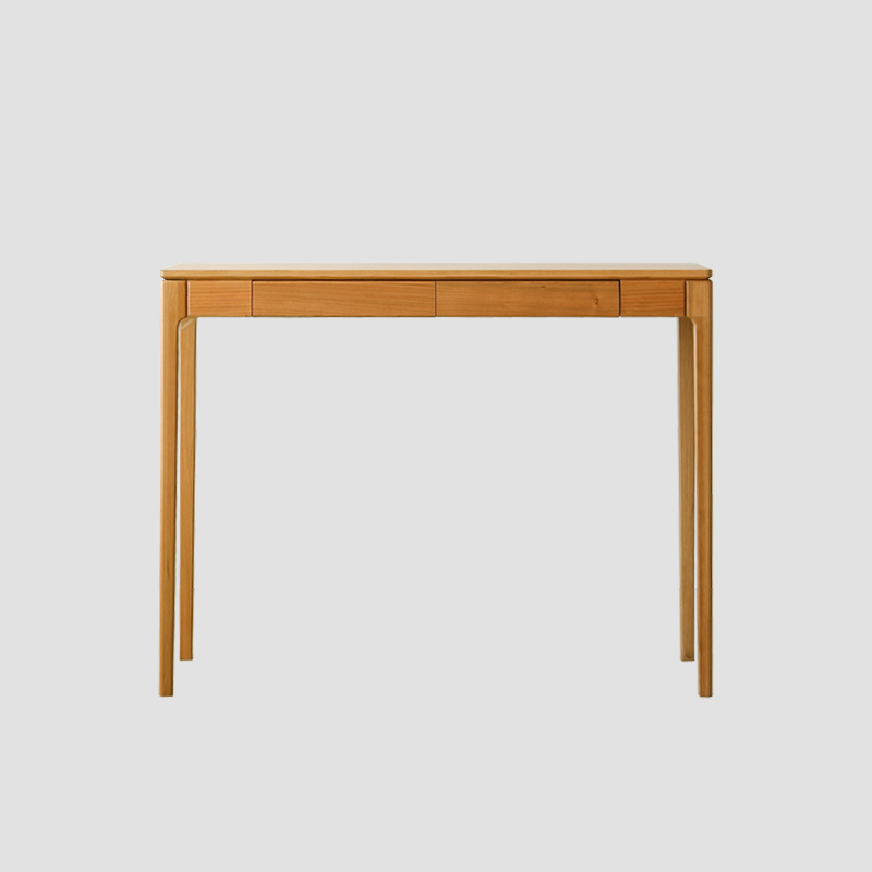 Rectangular Cherry Wood 2 Drawers Console Table