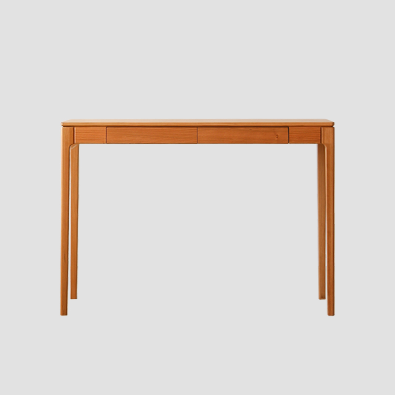 Rectangular Cherry Wood 2 Drawers Console Table