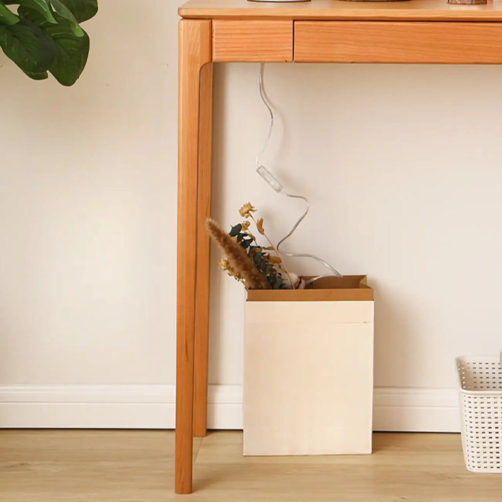 Rectangular Cherry Wood 2 Drawers Console Table