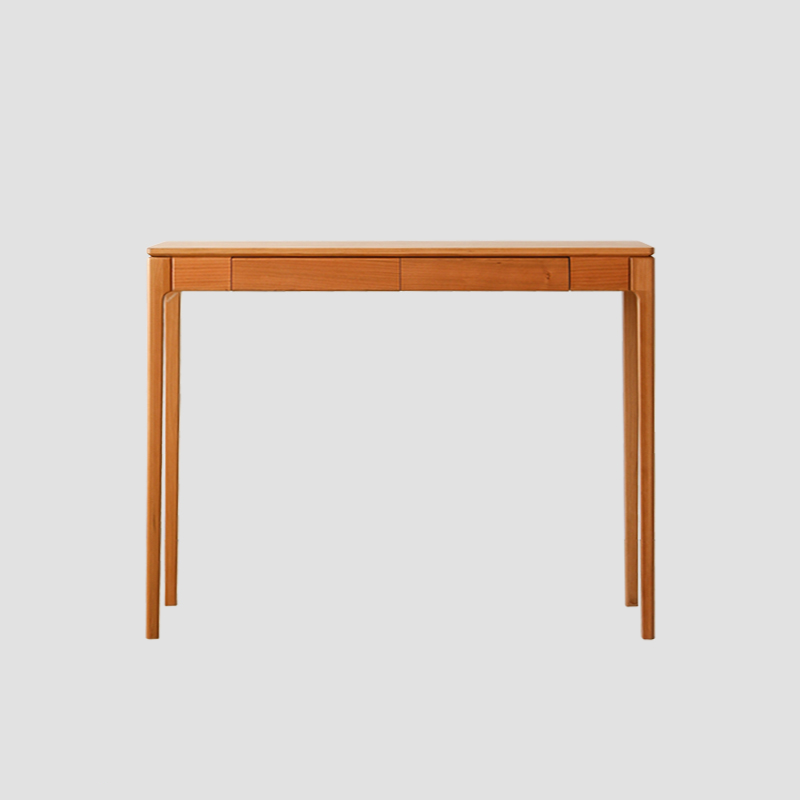 Rectangular Cherry Wood 2 Drawers Console Table