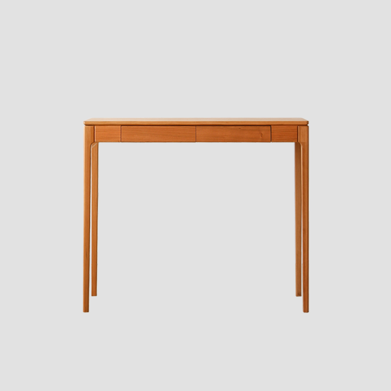 Rectangular Cherry Wood 2 Drawers Console Table