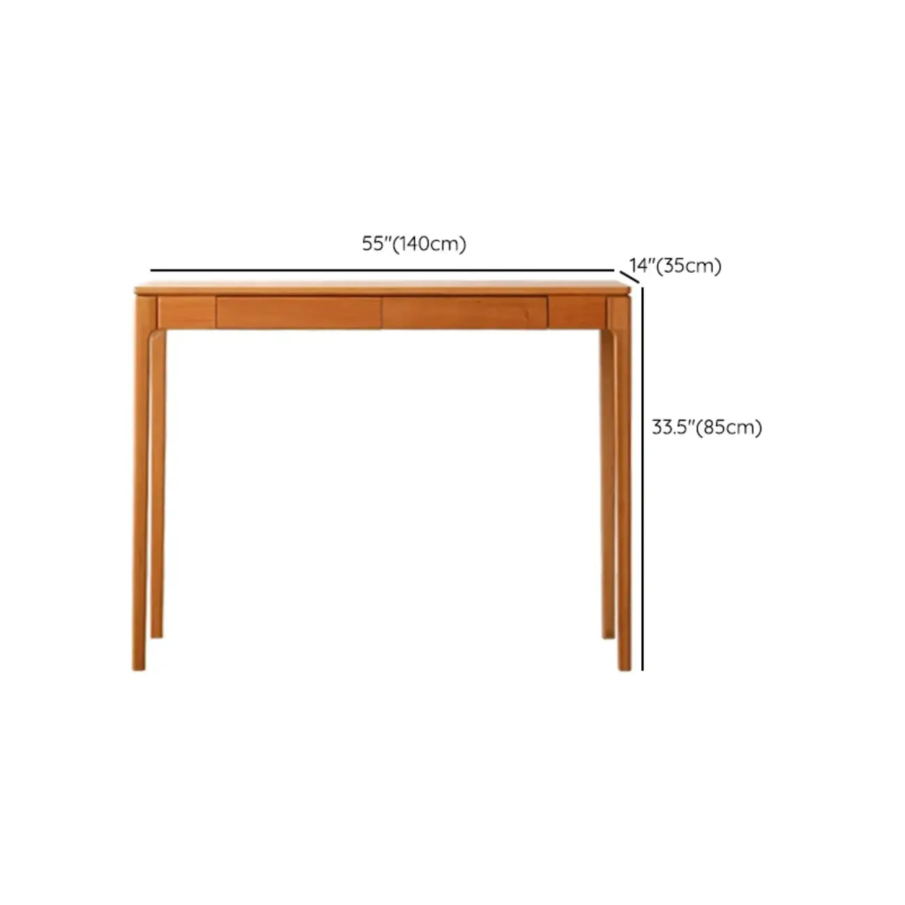 Rectangular Cherry Wood 2 Drawers Console Table