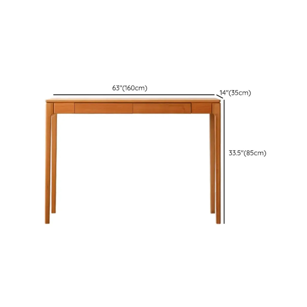 Rectangular Cherry Wood 2 Drawers Console Table