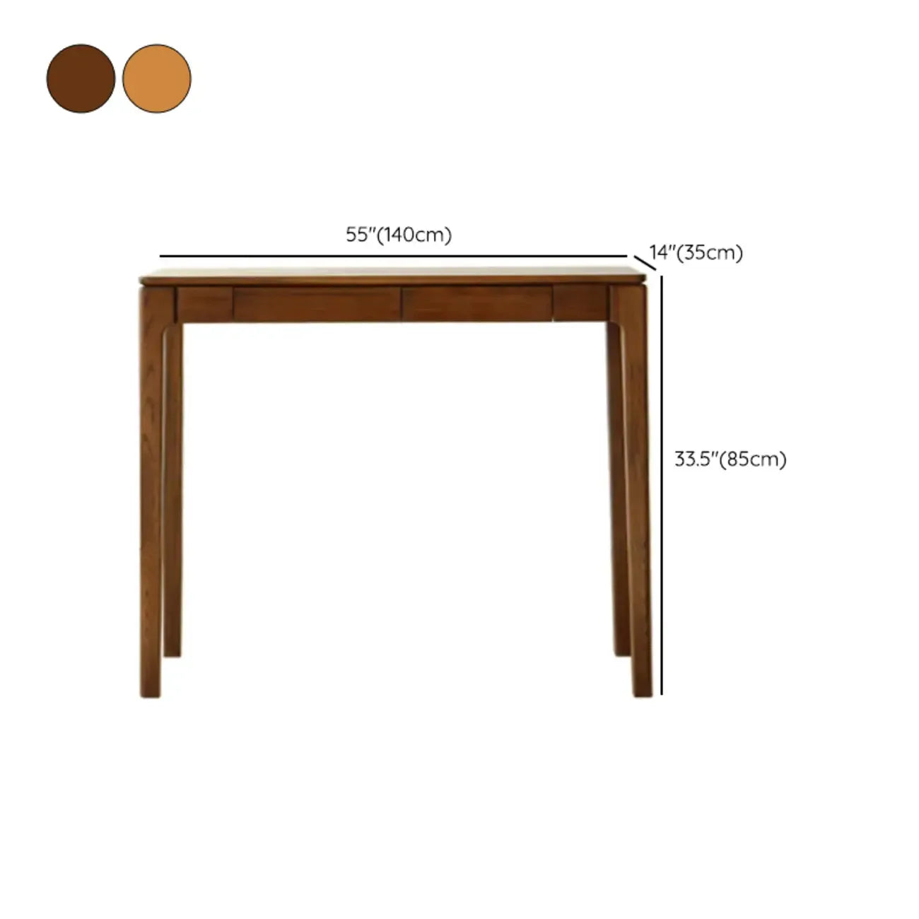 Rectangular Cherry Wood 2 Drawers Console Table