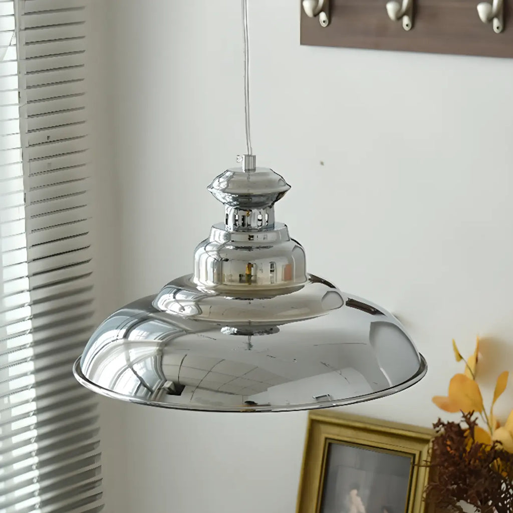 Industrial Silver Dome Pendant Light for Kitchen
