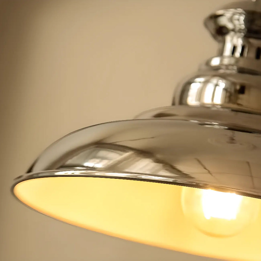 Industrial Silver Dome Pendant Light for Kitchen
