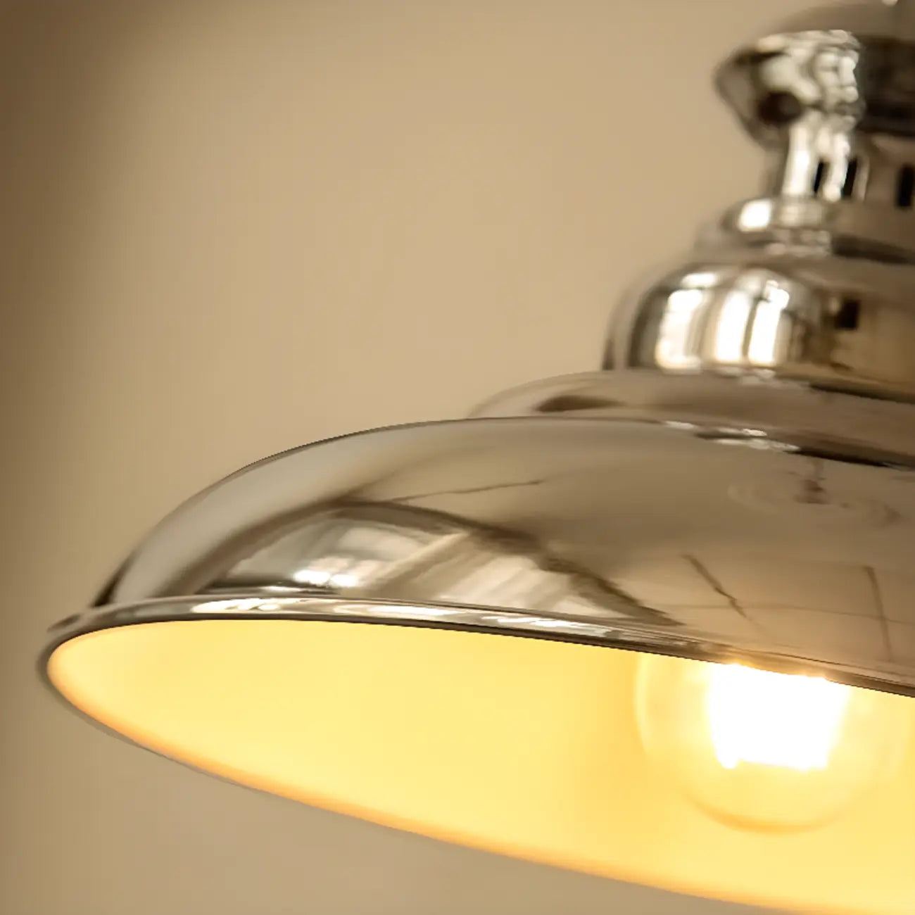 Industrial Silver Dome Pendant Light for Kitchen