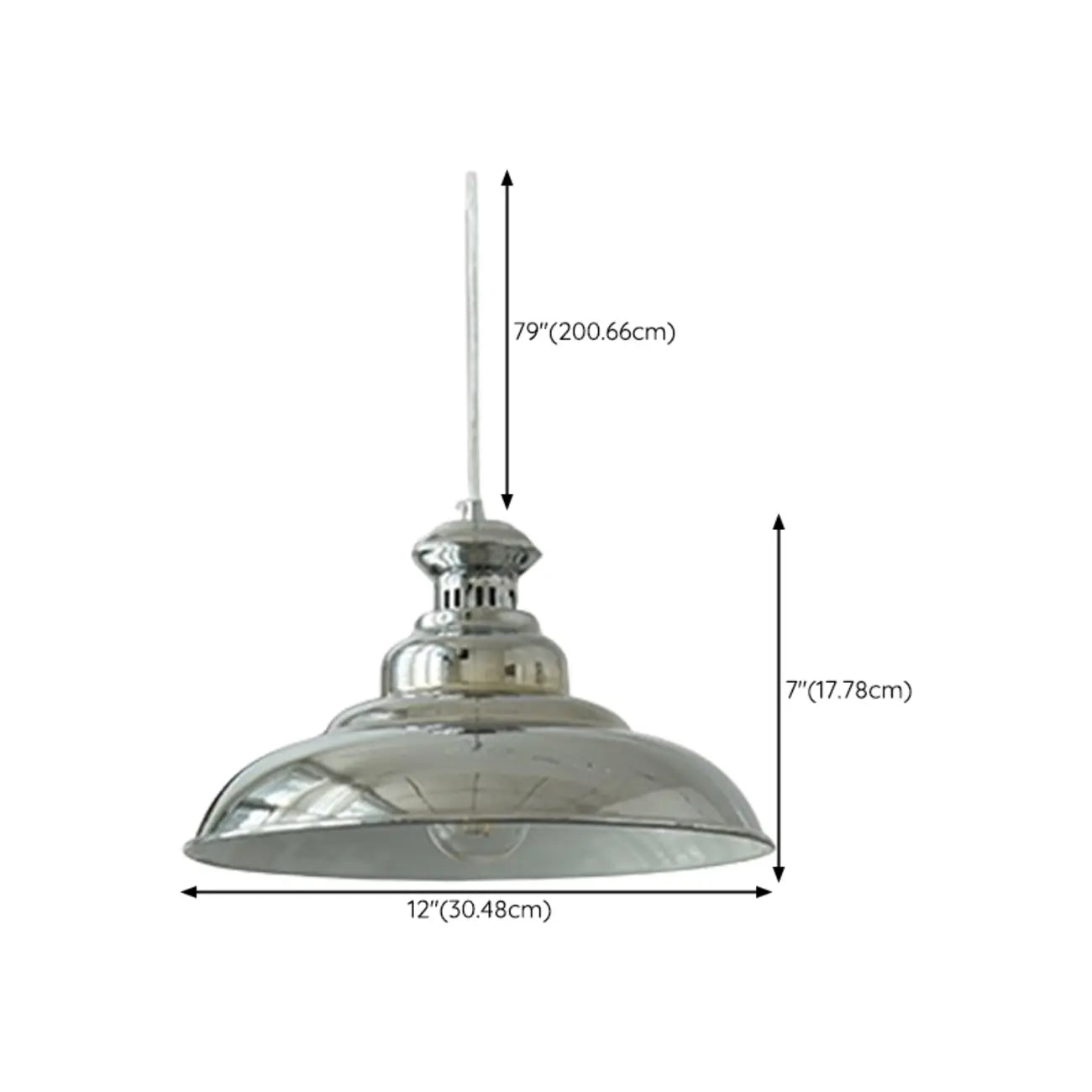 Industrial Silver Dome Pendant Light for Kitchen