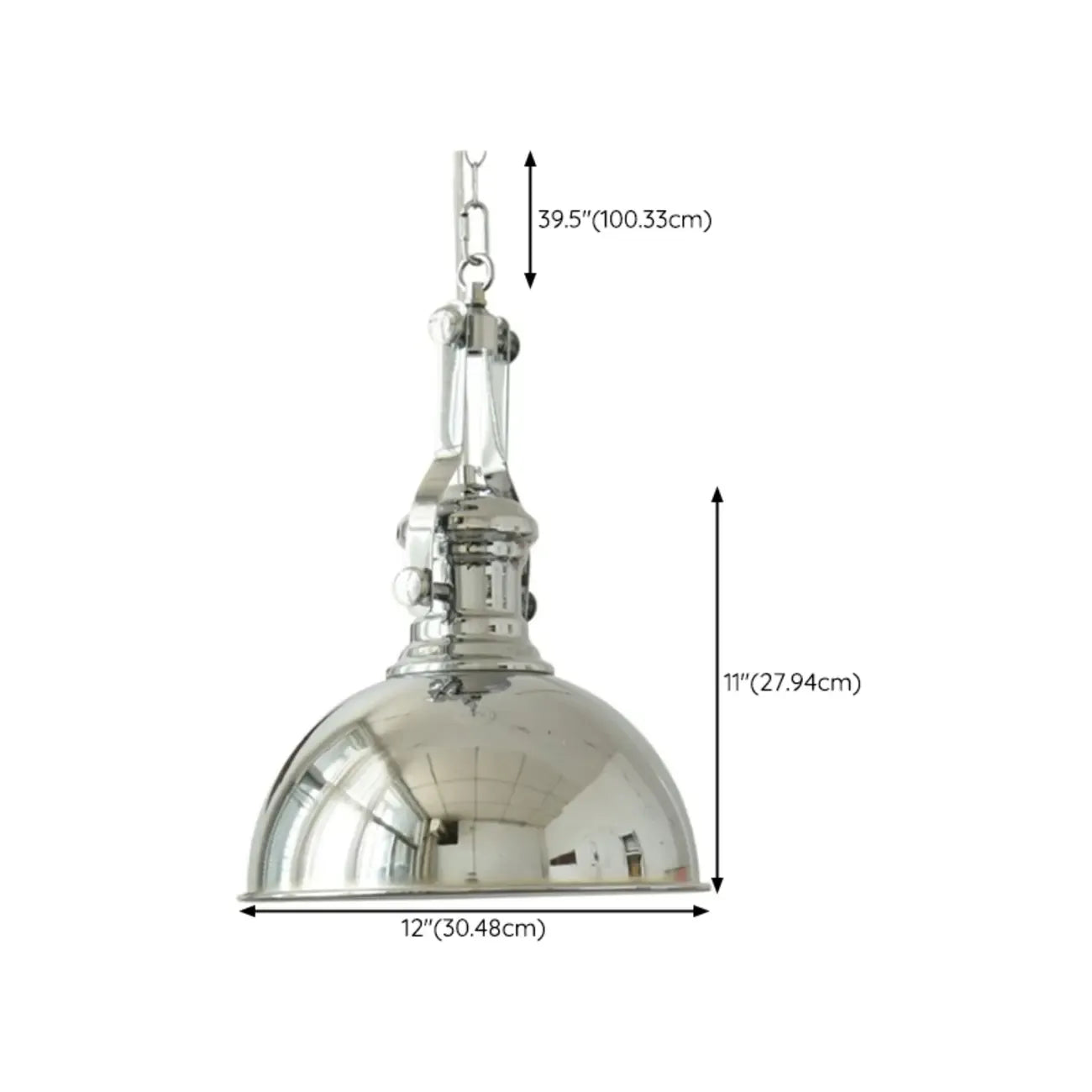 Industrial Silver Dome Pendant Light for Kitchen