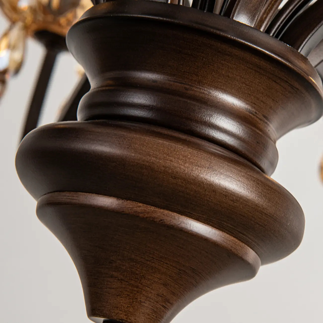 Retro Brown Metal Candelabra Amber Crystal Chandelier