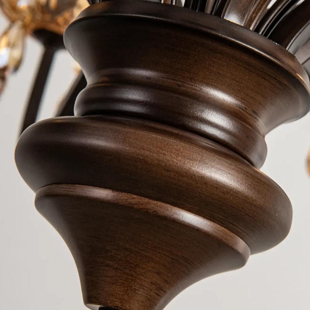 Retro Brown Metal Candelabra Amber Crystal Chandelier