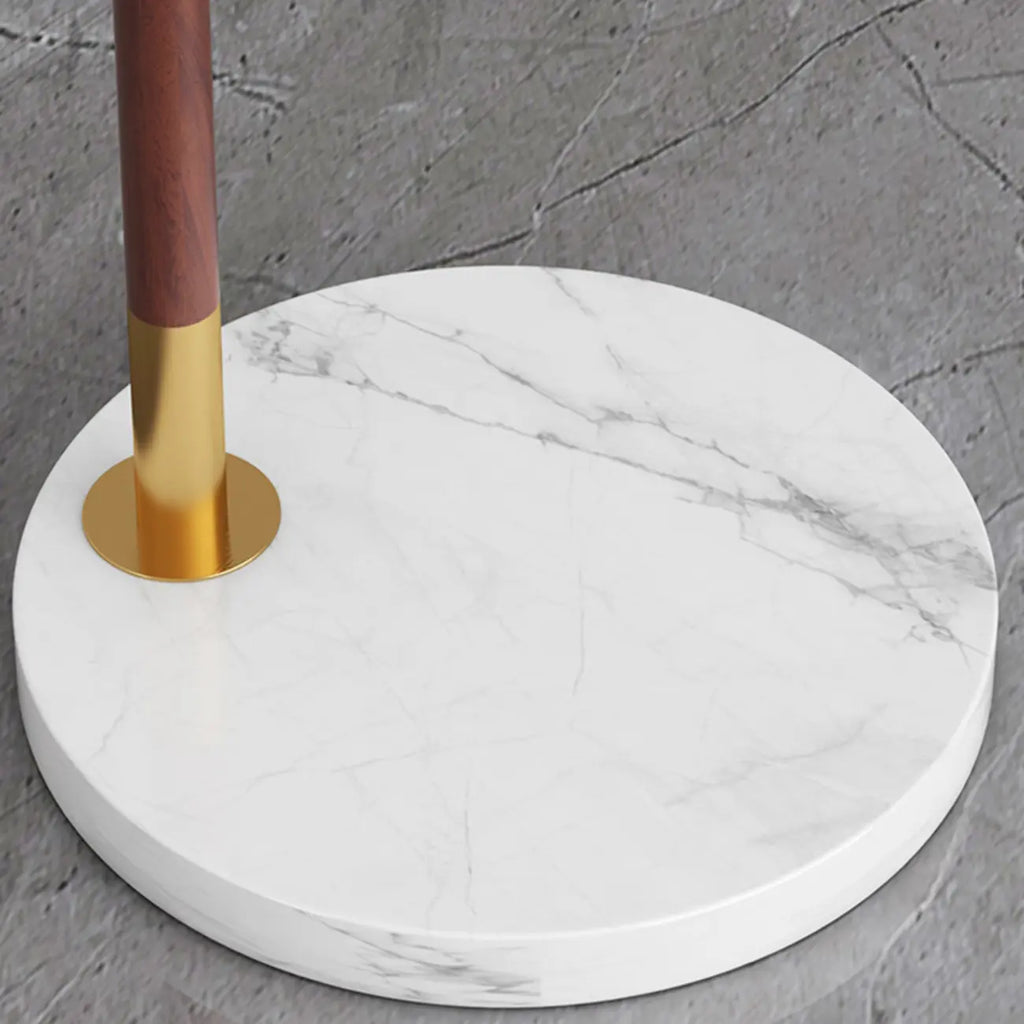 Modern White Cone Arc Floor Lamp with Table & Wireless Charger