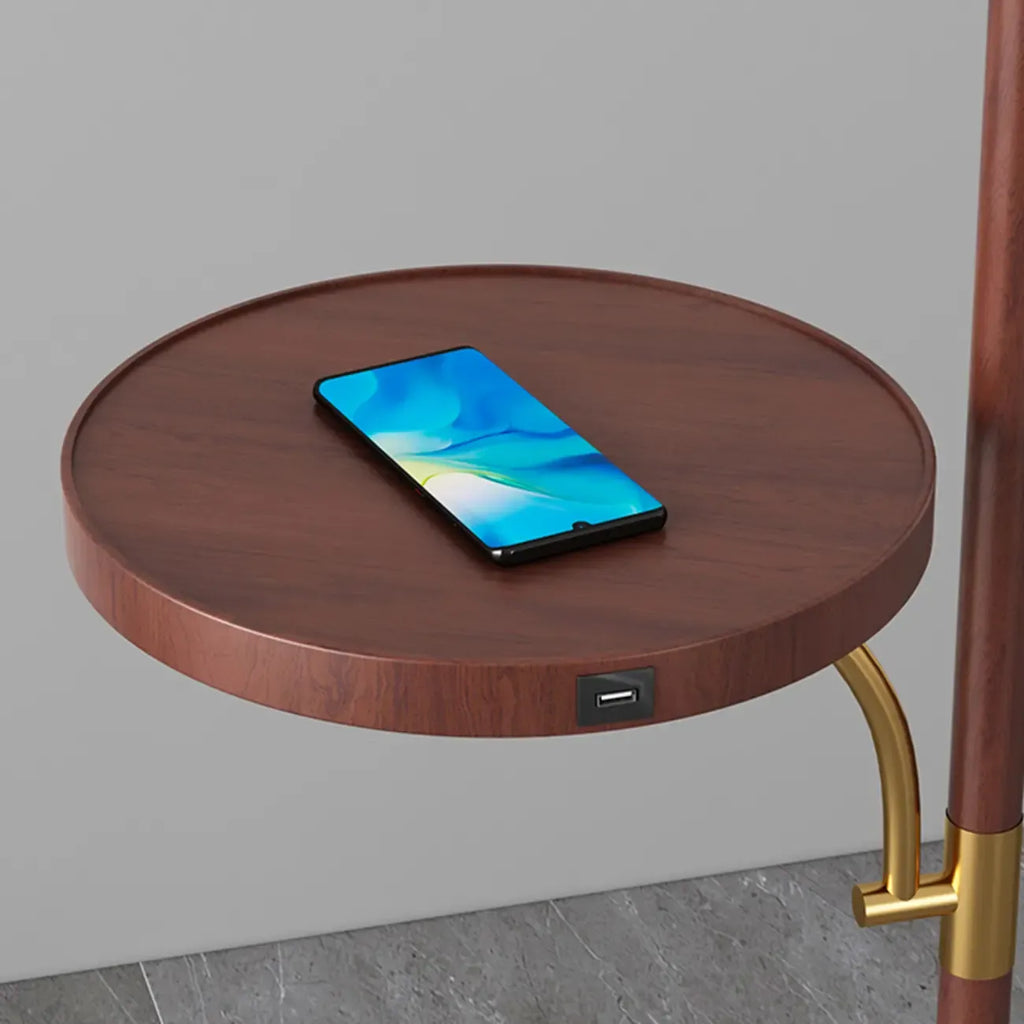 Modern White Cone Arc Floor Lamp with Table & Wireless Charger