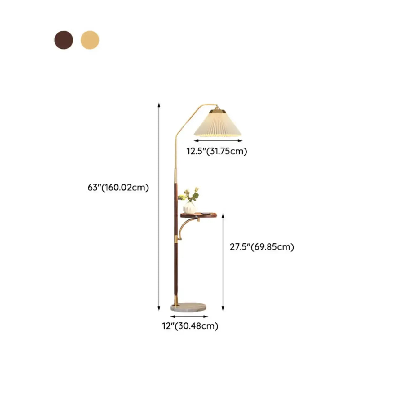 Modern White Cone Arc Floor Lamp with Table & Wireless Charger