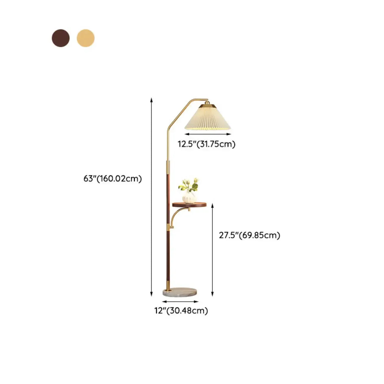 Modern White Cone Arc Floor Lamp with Table & Wireless Charger