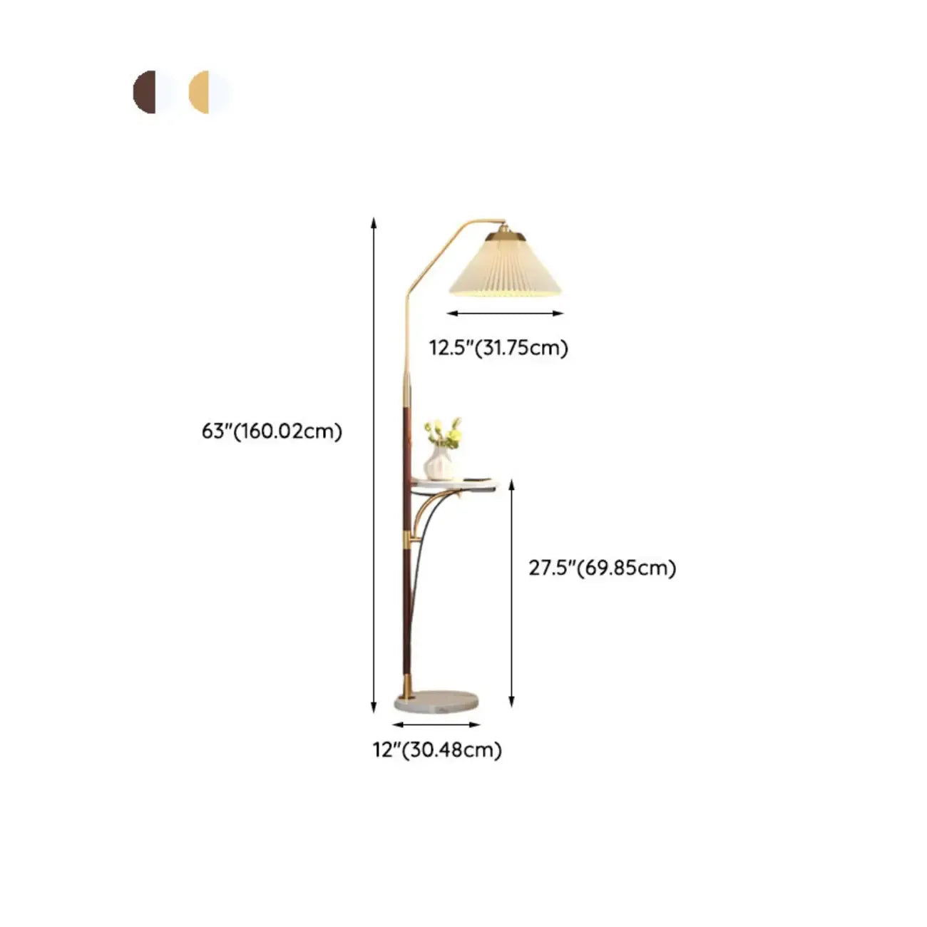Modern White Cone Arc Floor Lamp with Table & Wireless Charger