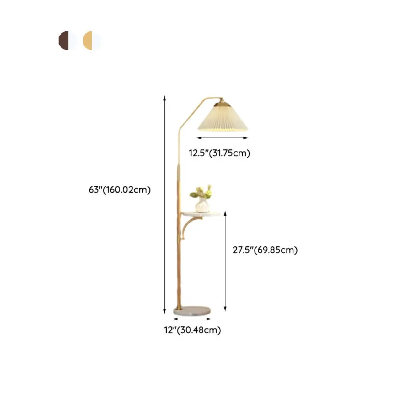 Modern White Cone Arc Floor Lamp with Table & Wireless Charger