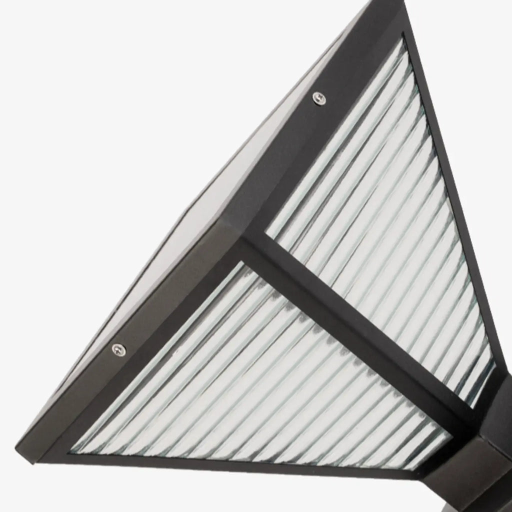 Modern Ribbing Black Pyramid Solar Outdoor Post Lights