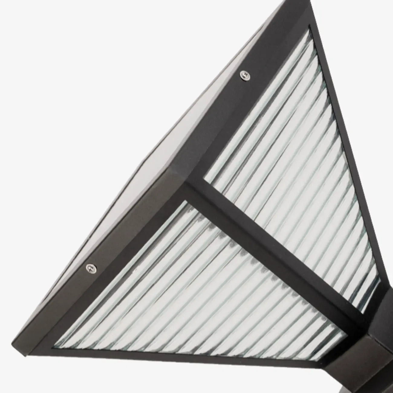 Modern Ribbing Black Pyramid Solar Outdoor Post Lights