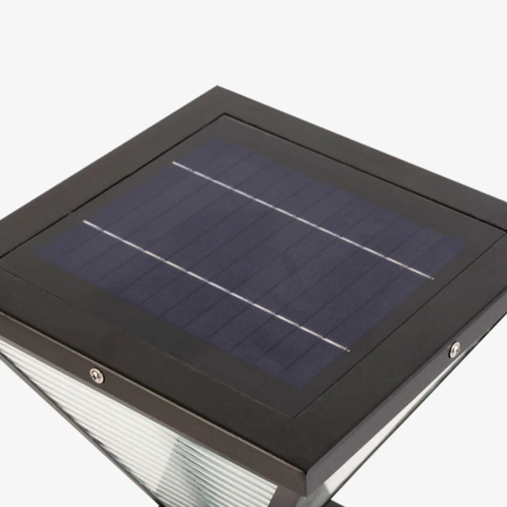 Modern Ribbing Black Pyramid Solar Outdoor Post Lights