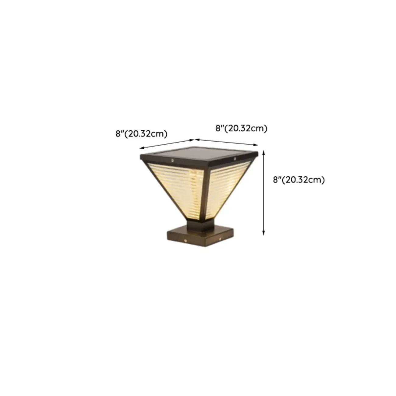 Modern Ribbing Black Pyramid Solar Outdoor Post Lights