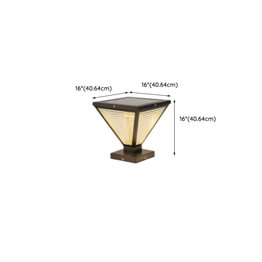Modern Ribbing Black Pyramid Solar Outdoor Post Lights