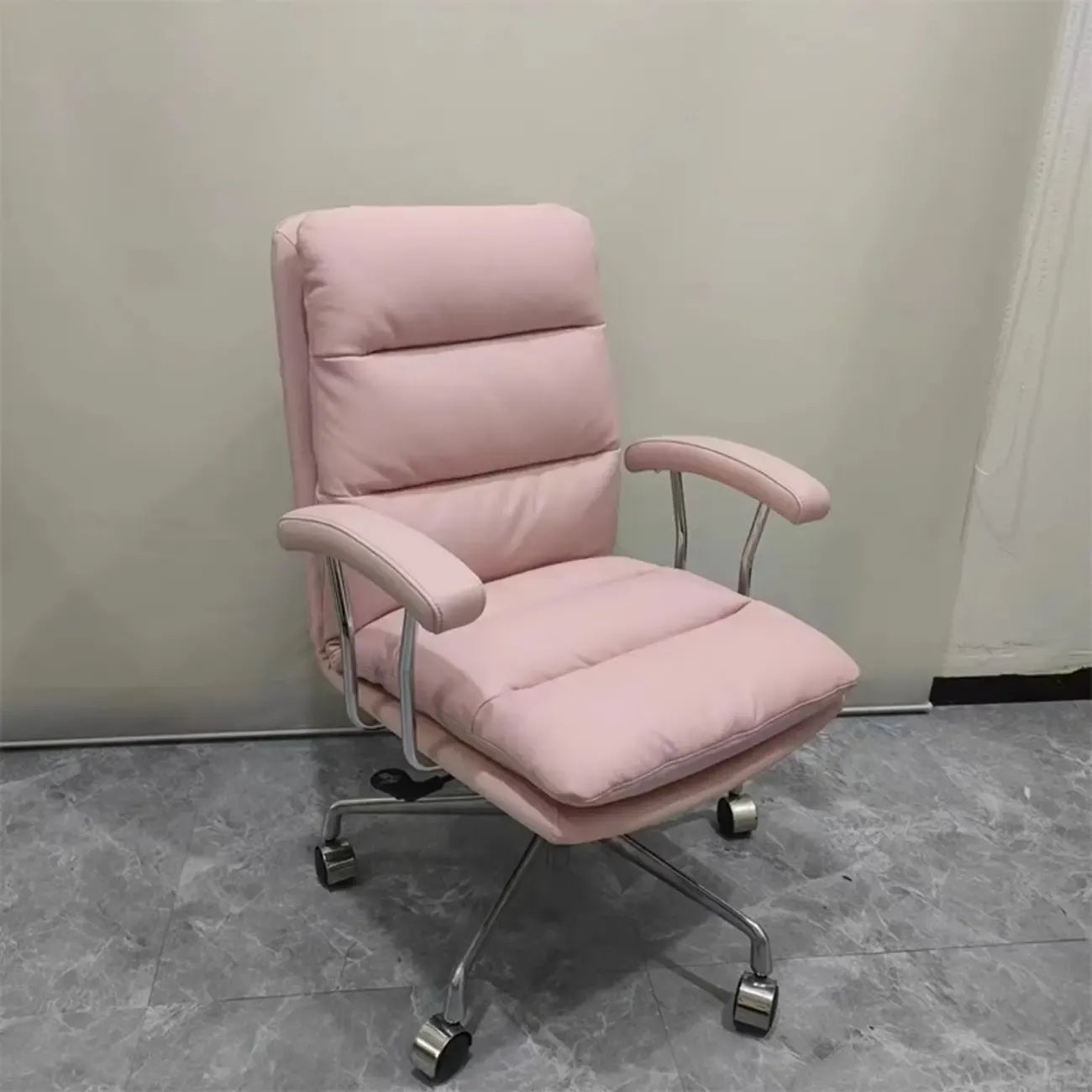 Modern Brown Leather Swivel Office Chair