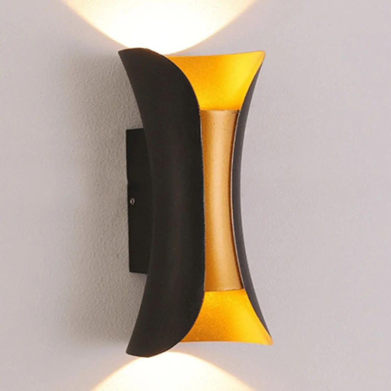 Modern 2-Light Metal Curve Up Down Outdoor Wall Sconce