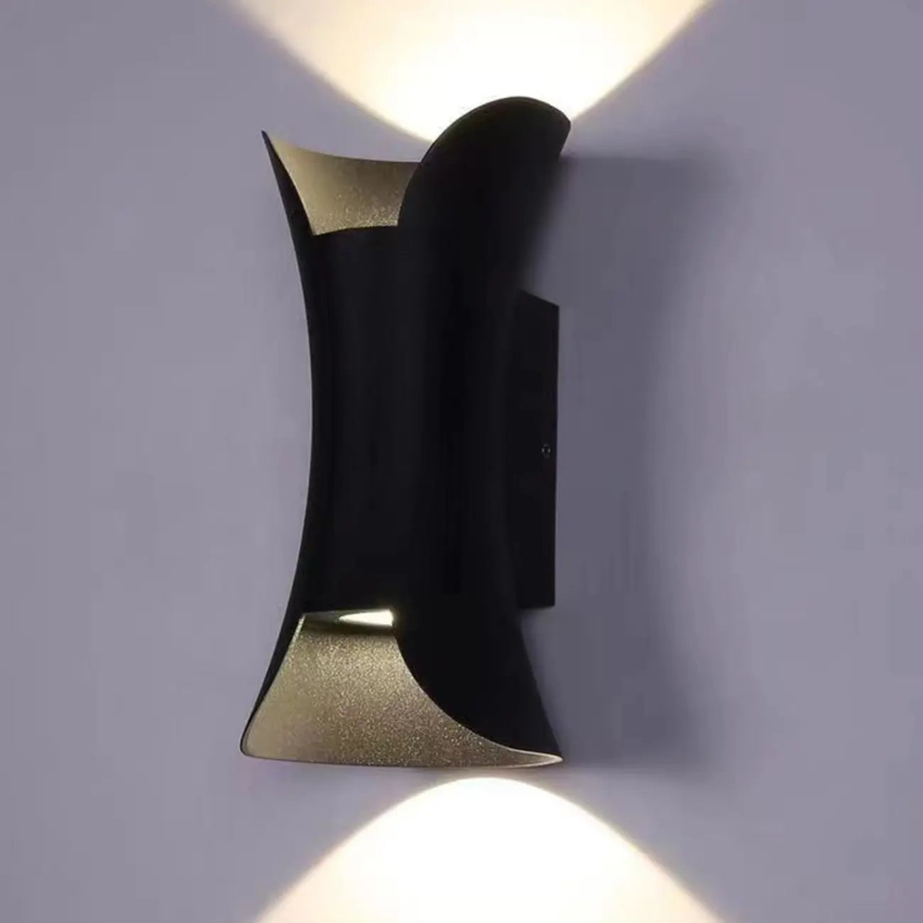 Modern 2-Light Metal Curve Up Down Outdoor Wall Sconce