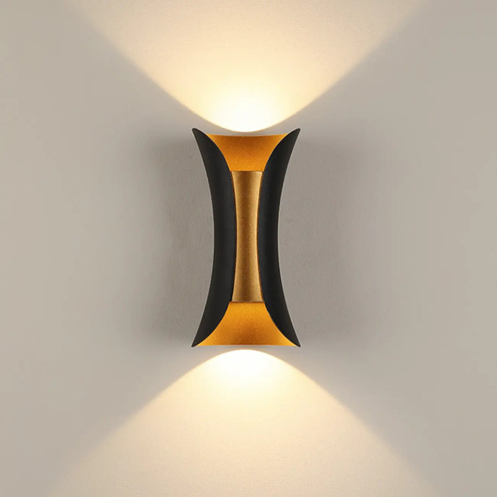 Modern 2-Light Metal Curve Up Down Outdoor Wall Sconce