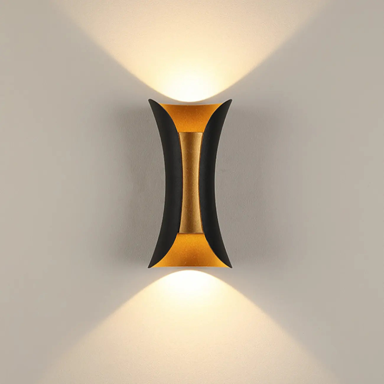 Modern 2-Light Metal Curve Up Down Outdoor Wall Sconce