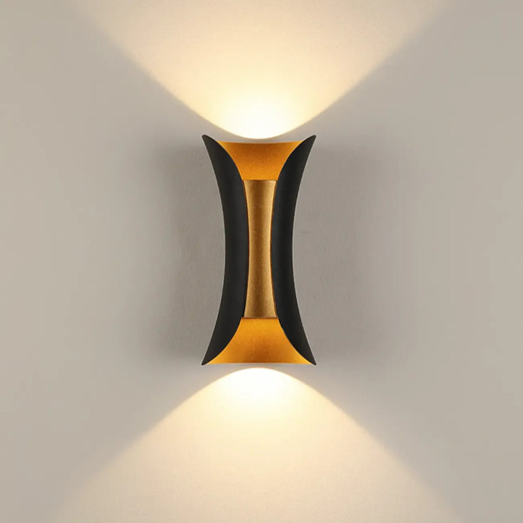Modern 2-Light Metal Curve Up Down Outdoor Wall Sconce