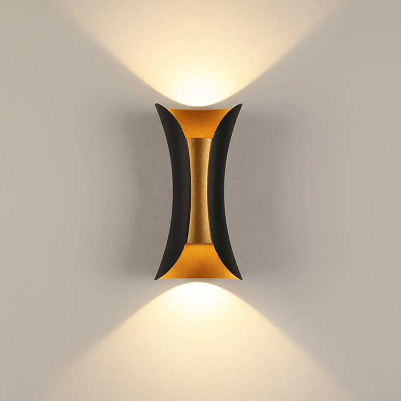 Modern 2-Light Metal Curve Up Down Outdoor Wall Sconce