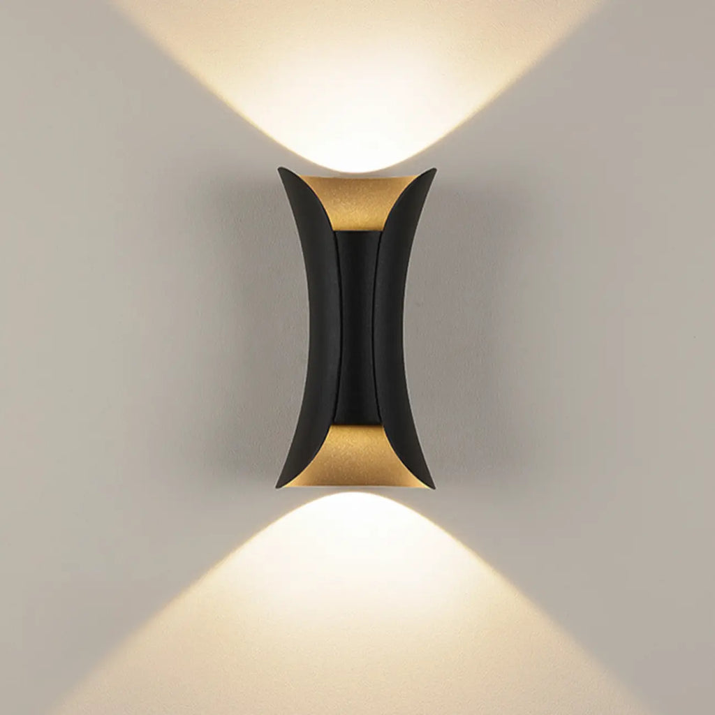 Modern 2-Light Metal Curve Up Down Outdoor Wall Sconce