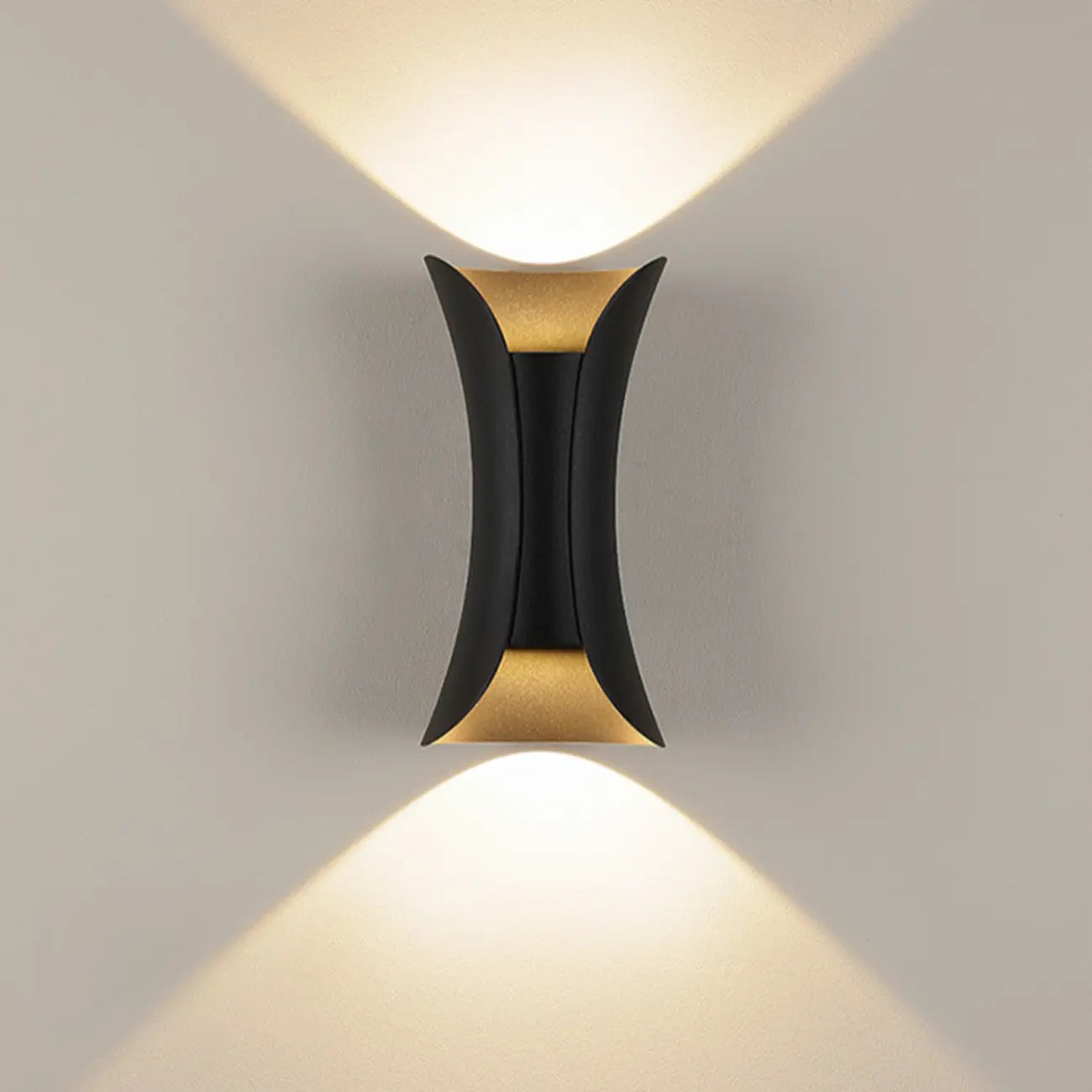 Modern 2-Light Metal Curve Up Down Outdoor Wall Sconce