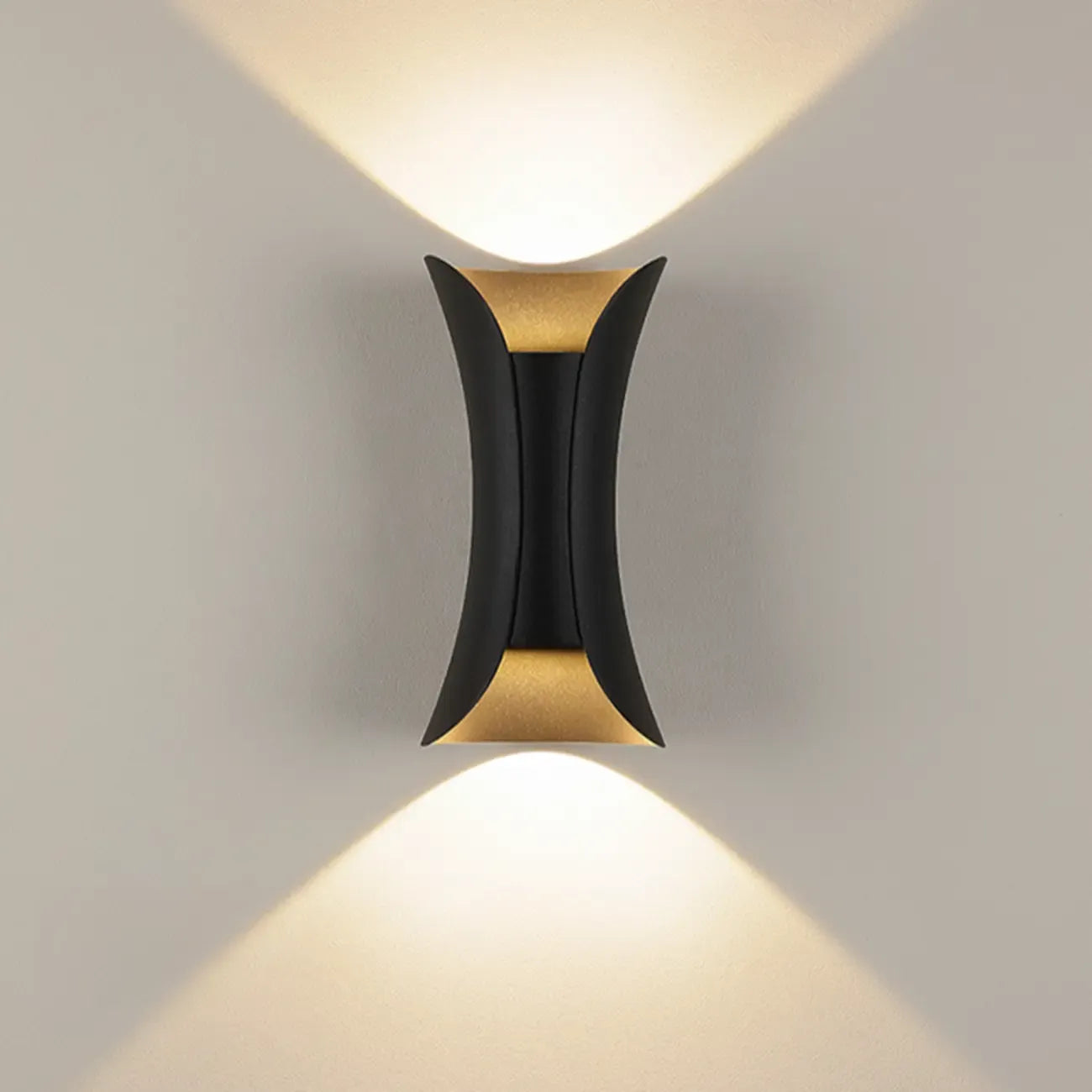 Modern 2-Light Metal Curve Up Down Outdoor Wall Sconce