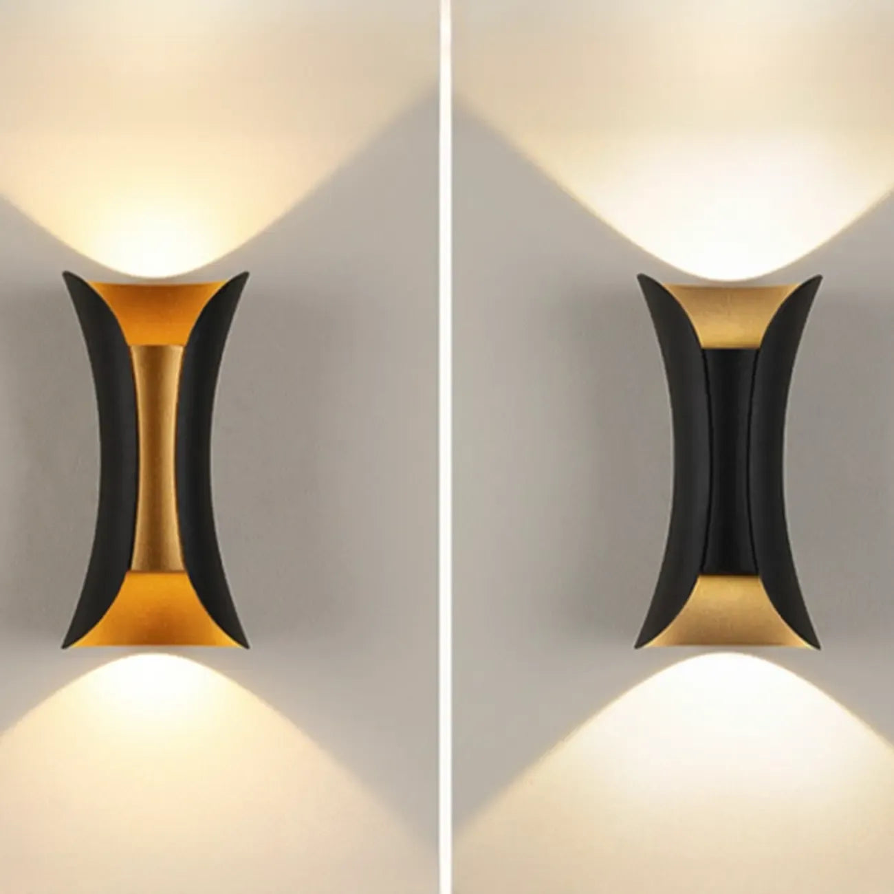 Modern 2-Light Metal Curve Up Down Outdoor Wall Sconce