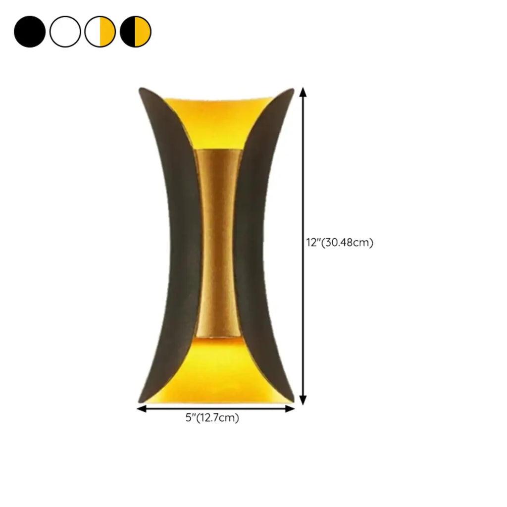Modern 2-Light Metal Curve Up Down Outdoor Wall Sconce