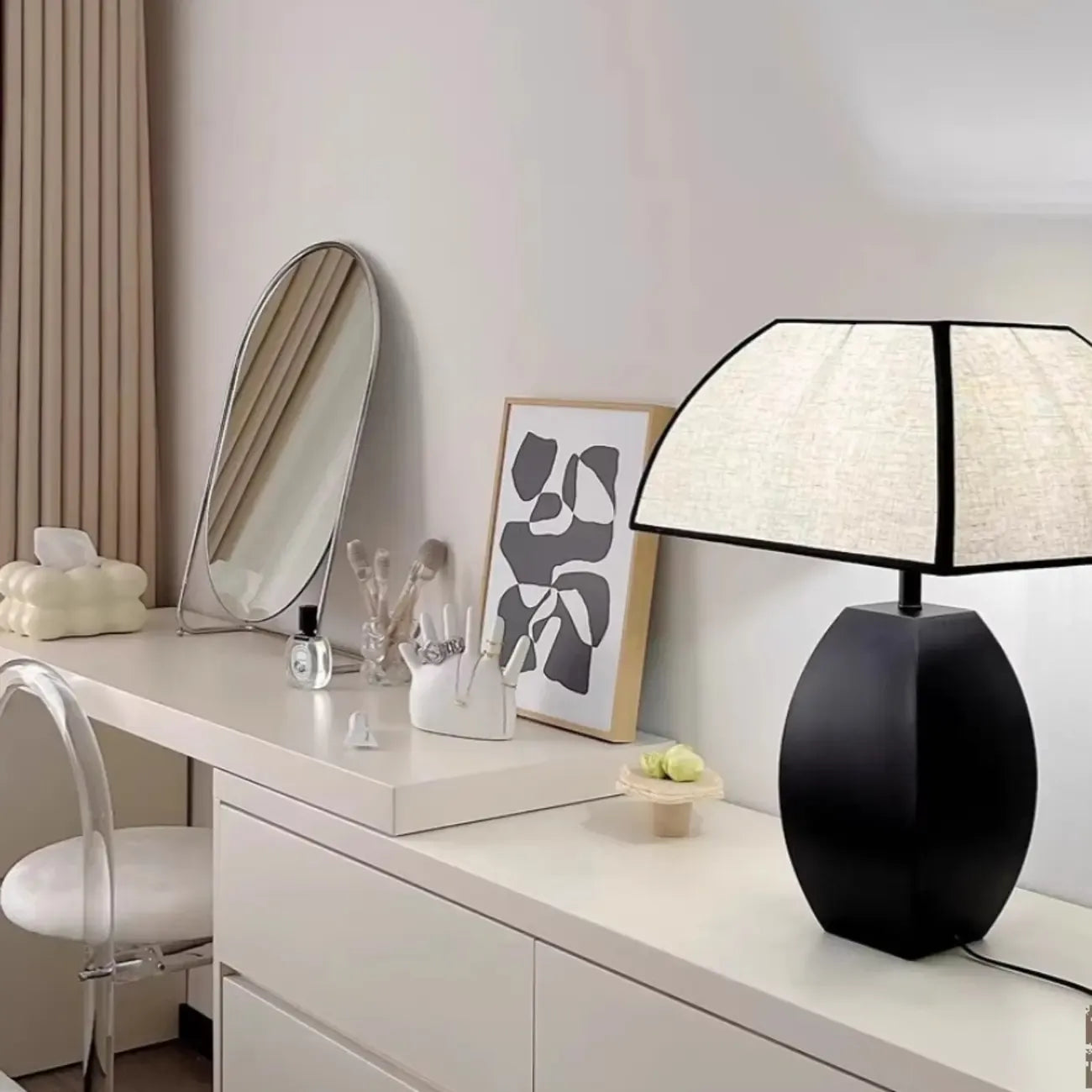 Modern Black Metal LED Table Lamp with Dome Shade