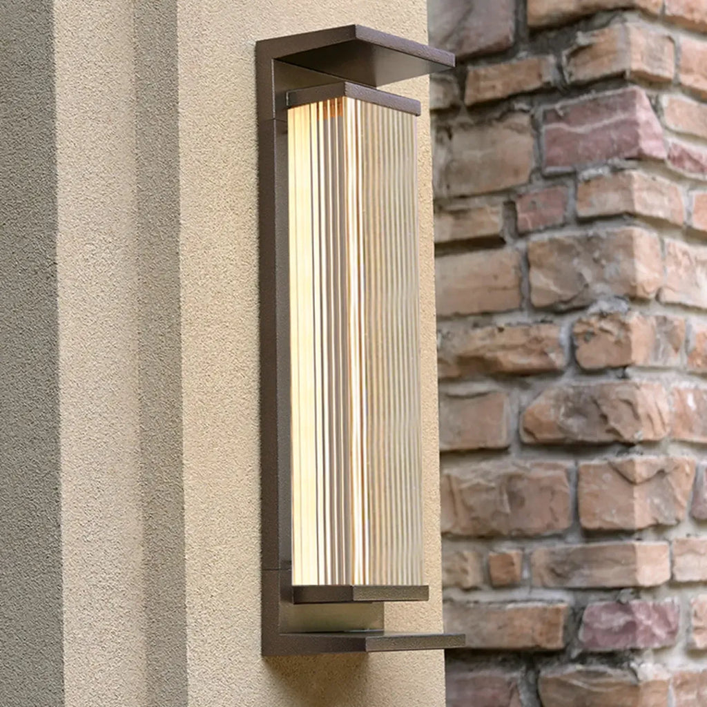 Modern Vertical Rectangle Transparent Shade Outdoor Wall Sconce