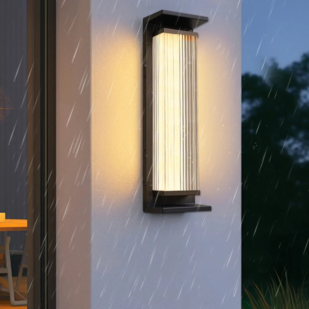 Modern Vertical Rectangle Transparent Shade Outdoor Wall Sconce