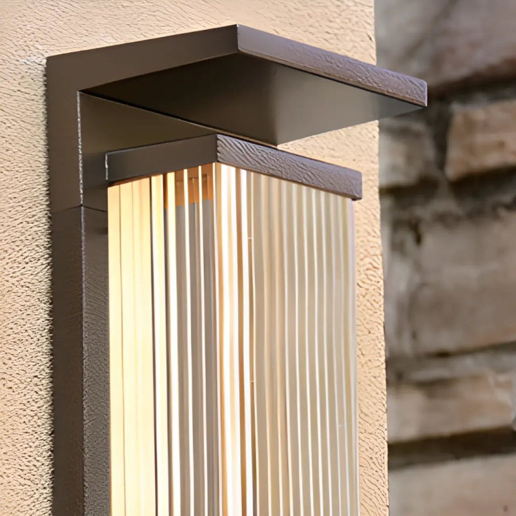 Modern Vertical Rectangle Transparent Shade Outdoor Wall Sconce