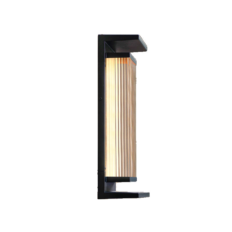 Modern Vertical Rectangle Transparent Shade Outdoor Wall Sconce