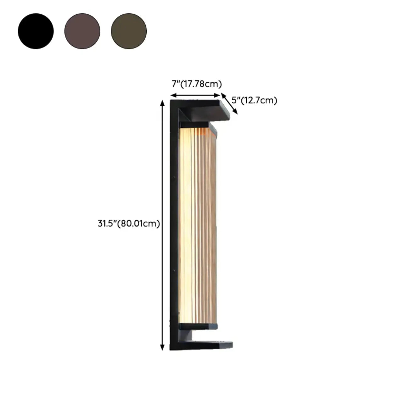 Modern Vertical Rectangle Transparent Shade Outdoor Wall Sconce