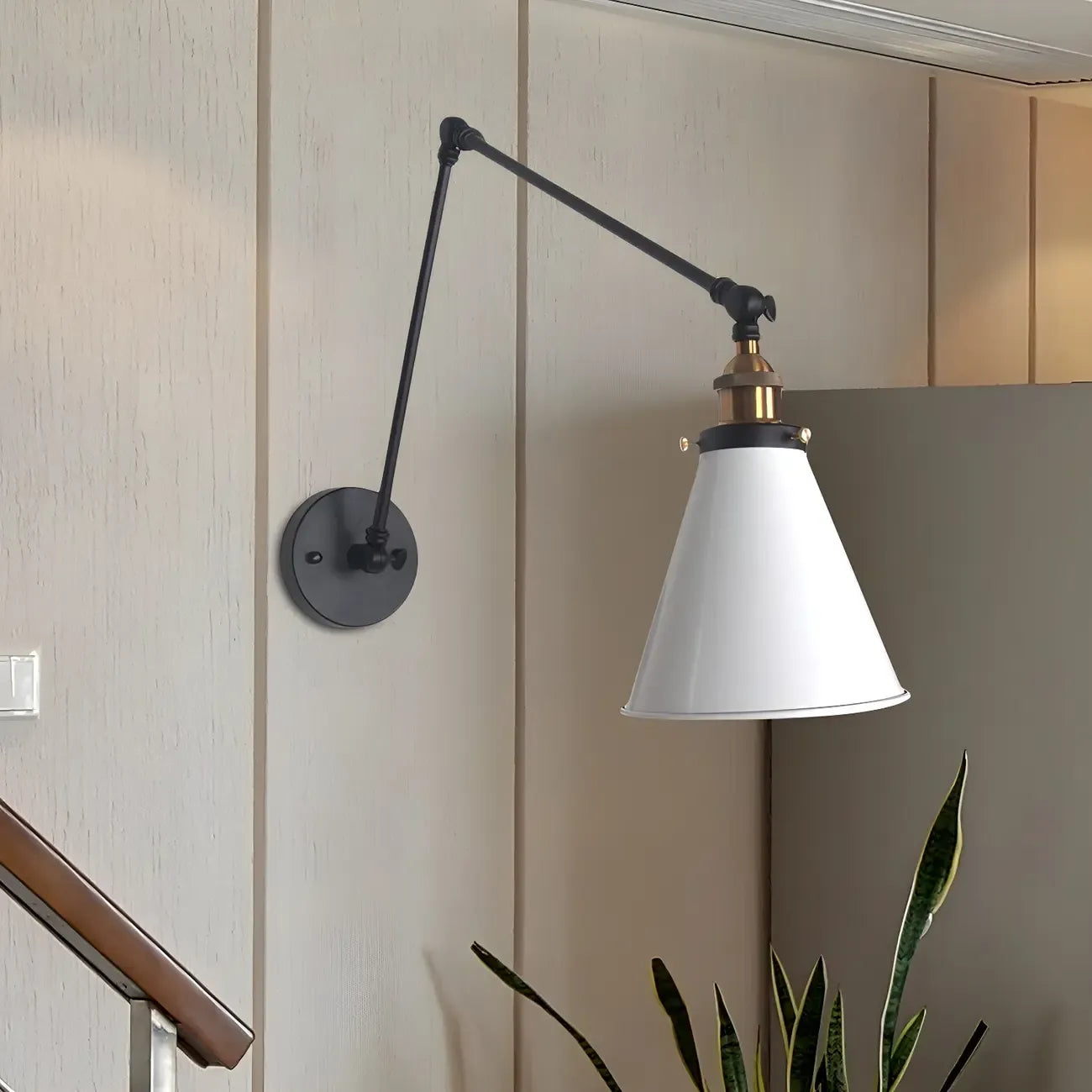 Modern Metal Tapered Swing Arm Wall Light