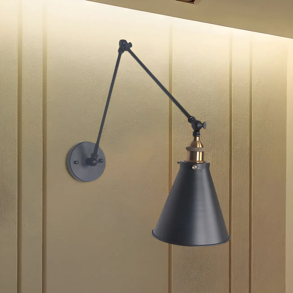 Modern Metal Tapered Swing Arm Wall Light