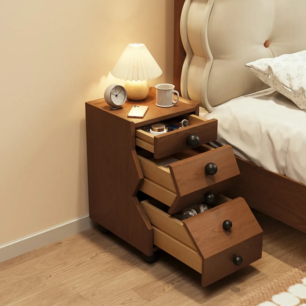 Modern Wood Top 3 Drawers Nightstand with Legs