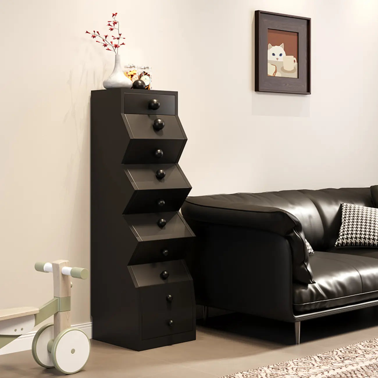 Modern Wood Top 3 Drawers Nightstand with Legs