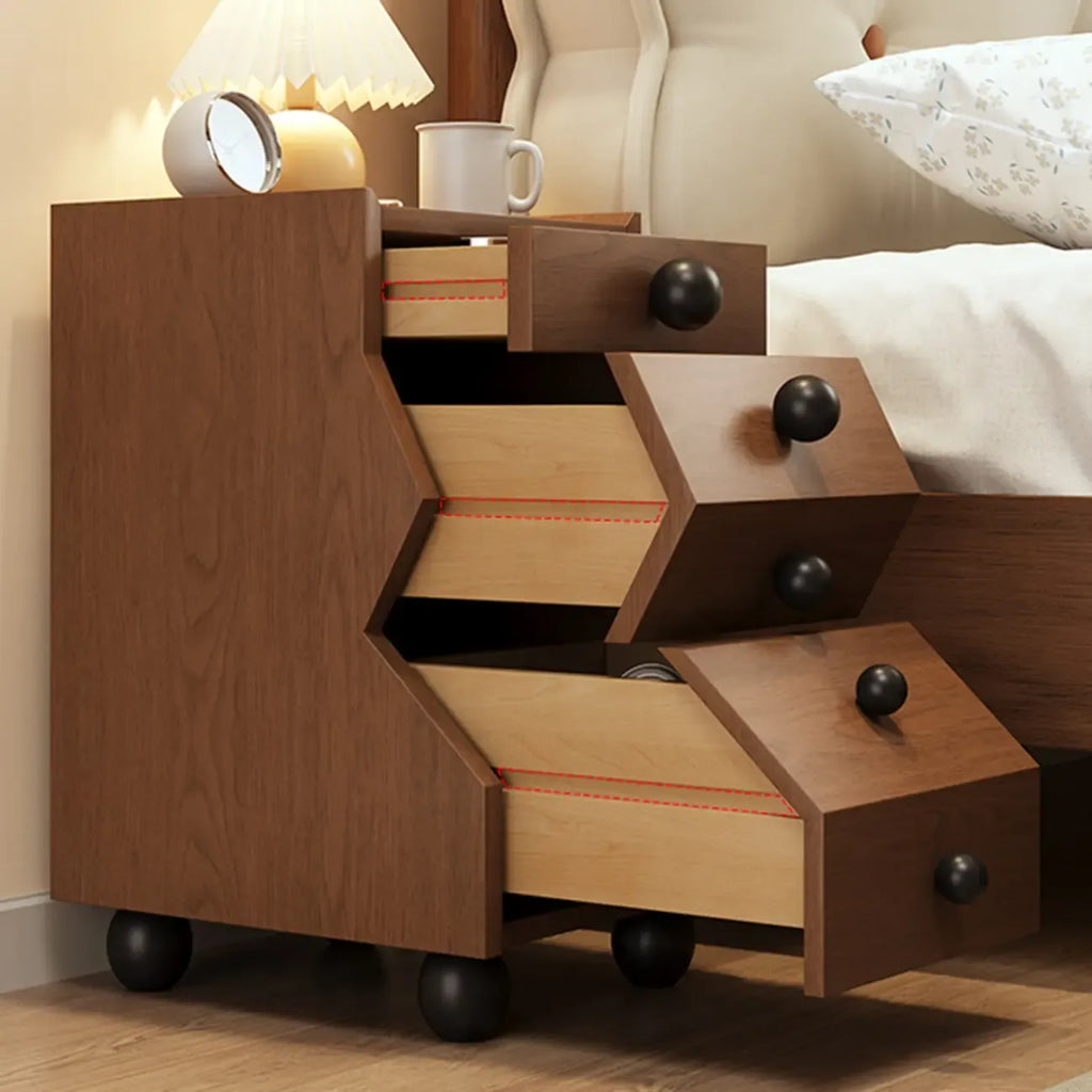 Modern Wood Top 3 Drawers Nightstand with Legs
