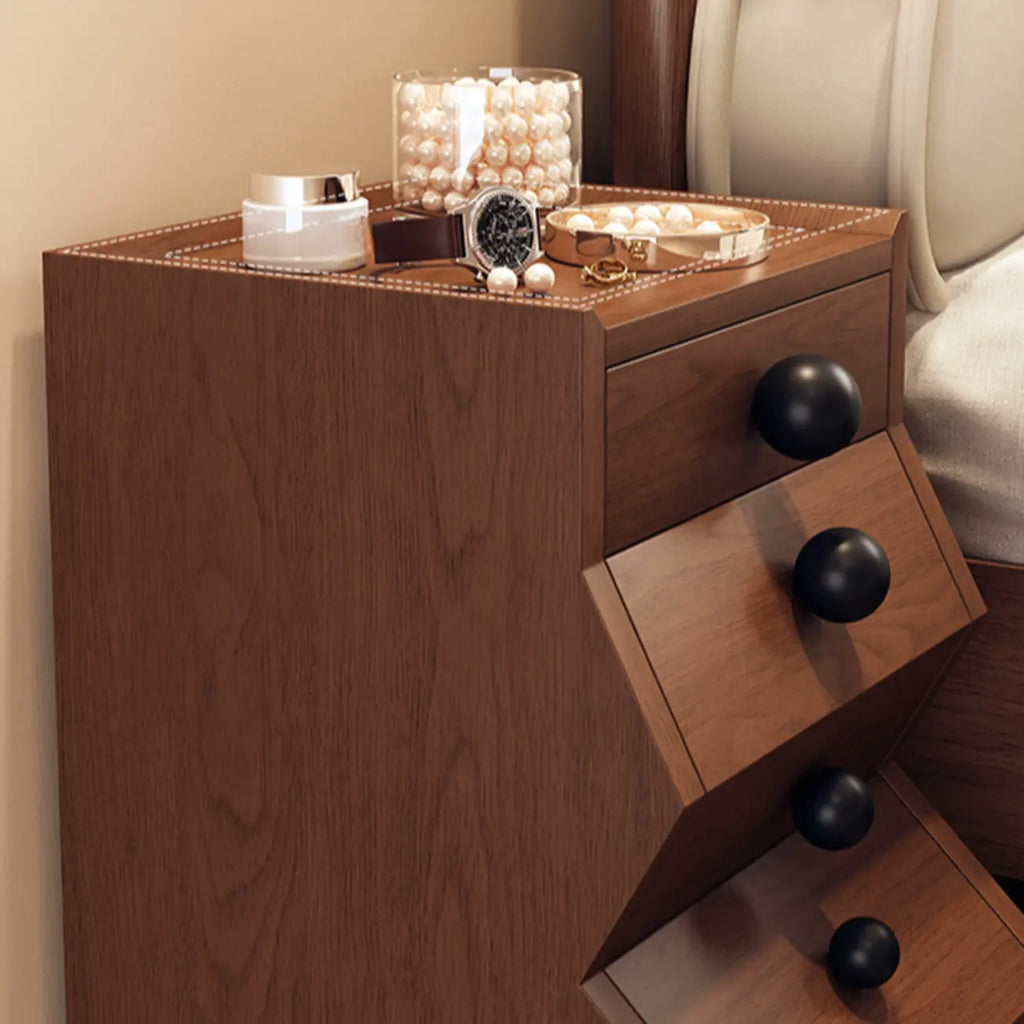 Modern Wood Top 3 Drawers Nightstand with Legs